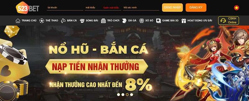 Truy cập vào trang chủ 523bet bằng website hoặc tải ứng dụng