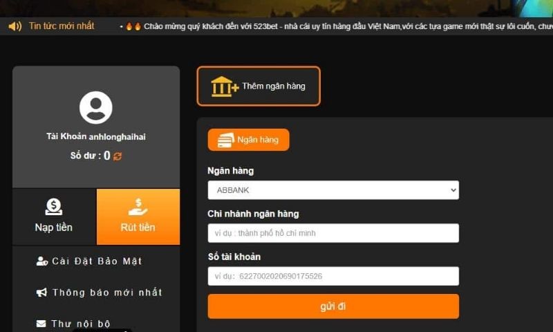 Hướng dẫn quy trình rút tiền từ 523bet từ A - Z